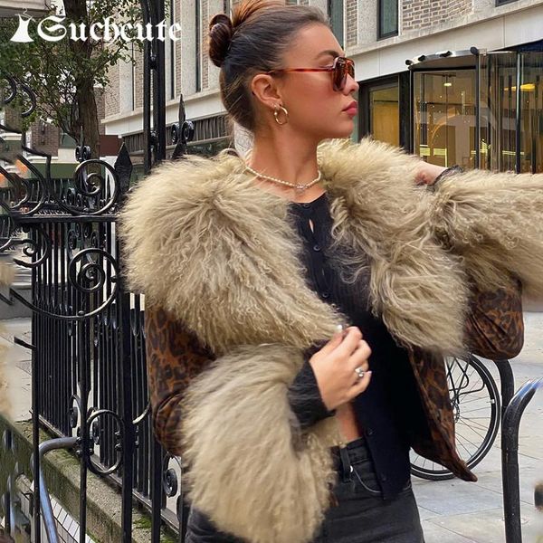 women's jackets suchcute furry winter jacket leopard printed hight street stylish vintage overcoat buttons female outwear 2021, Black;brown
women's jackets suchcute furry winter jacket leopard printed hight street stylish vintage overcoat buttons female outwear 2021, Black;brown