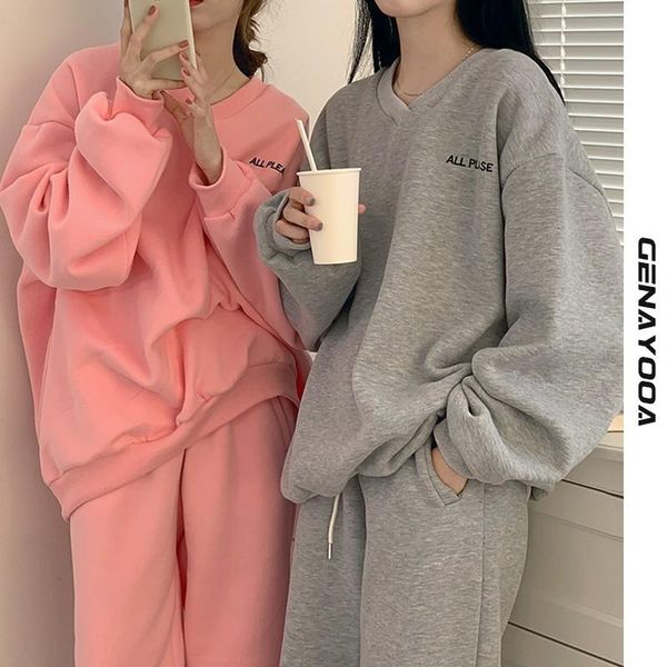 women's two piece pants genayooa autumn casual set and women tracksuit streetwear letter thick loose hoodies femme 2021, White
women's two piece pants genayooa autumn casual set and women tracksuit streetwear letter thick loose hoodies femme 2021, White