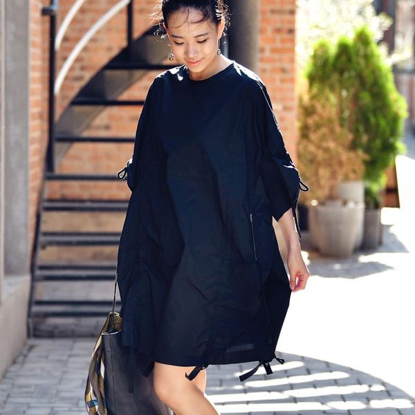 casual dresses micoco q2386c simple temperament three-dimensional pleat design oversize loose midlength dress, Black;gray
casual dresses micoco q2386c simple temperament three-dimensional pleat design oversize loose midlength dress, Black;gray