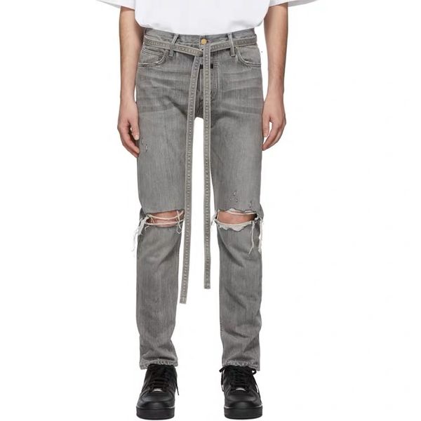 2021 new kanye west distressed slim belted grey fog jeans with ribbon men ankle zips knee holes biker streetwear pants 6axh, Blue
2021 new kanye west distressed slim belted grey fog jeans with ribbon men ankle zips knee holes biker streetwear pants 6axh, Blue
