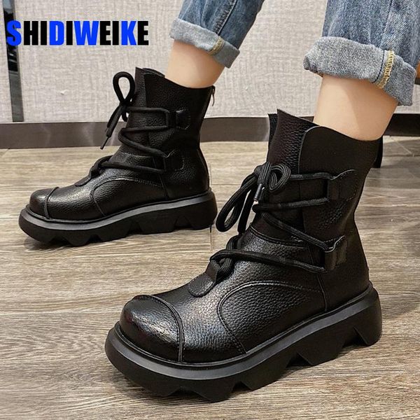 boots 2021 women winter mid-calf fashion classic women's short cool leather lace-up round toe chunky shoes botas de mujer, Black
boots 2021 women winter mid-calf fashion classic women's short cool leather lace-up round toe chunky shoes botas de mujer, Black