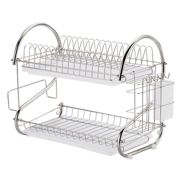 kitchen storage & organization stainless steel dish drain rack double layer stand practical shelf for home (silver)
kitchen storage & organization stainless steel dish drain rack double layer stand practical shelf for home (silver)