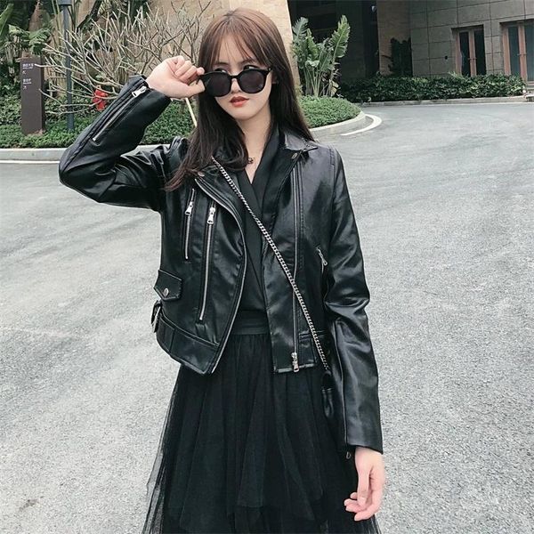 women's jackets zxqj women fashion with belts imitation leather motorcycle jacket vintage long sleeve female chic, Black;brown
women's jackets zxqj women fashion with belts imitation leather motorcycle jacket vintage long sleeve female chic, Black;brown