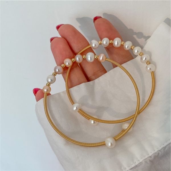 french romantic natural freshwater pearl woven bracelet 14k gold plated opening simple atmosphere, Black
french romantic natural freshwater pearl woven bracelet 14k gold plated opening simple atmosphere, Black