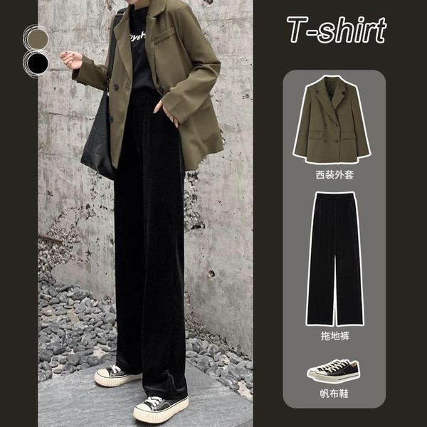 women's pants & capris winter velvet thick straight wide leg womens trousers autumn streetwear chic women high waist plus size loose, Black;white
women's pants & capris winter velvet thick straight wide leg womens trousers autumn streetwear chic women high waist plus size loose, Black;white
