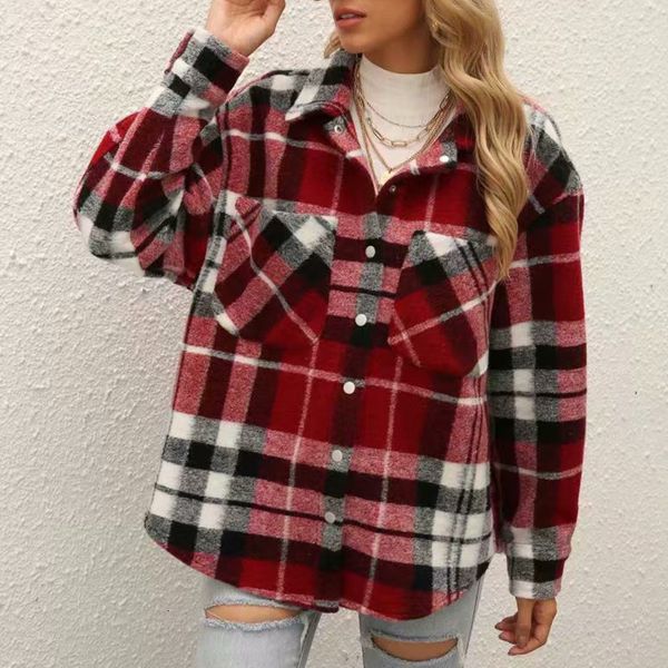 2021 women jacket new spring lapel streetwear loose plaid coat autumn long sleeve female chic oversized outwear jkuk, Black;brown
2021 women jacket new spring lapel streetwear loose plaid coat autumn long sleeve female chic oversized outwear jkuk, Black;brown