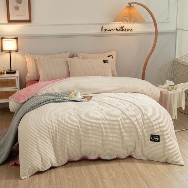 bedding sets classic stripe velvet set 3/4pcs soft cozy home duvet cover bed sheet pillowcase winter warm quilt
bedding sets classic stripe velvet set 3/4pcs soft cozy home duvet cover bed sheet pillowcase winter warm quilt
