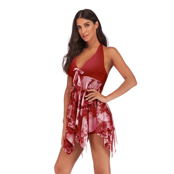 color 2019 multi new large split skirt printing silk lace up breathable swimsuit, White;black
color 2019 multi new large split skirt printing silk lace up breathable swimsuit, White;black