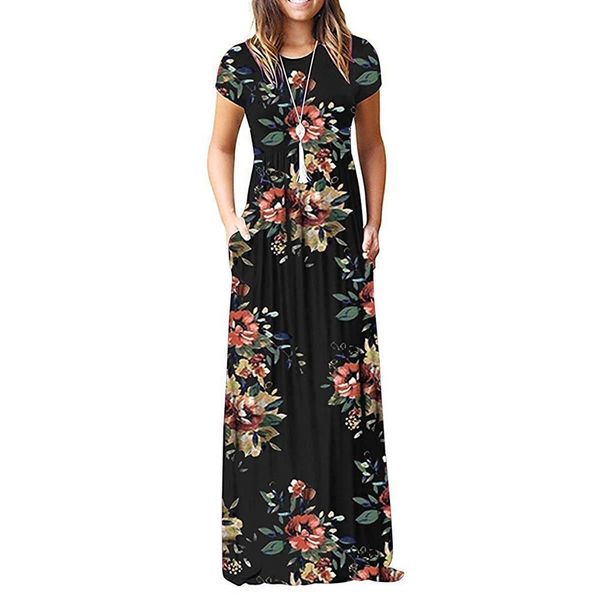 gule short sleeve summer pleated empire waist round neck floral maxi long pockets dress 210302, Black;gray
gule short sleeve summer pleated empire waist round neck floral maxi long pockets dress 210302, Black;gray