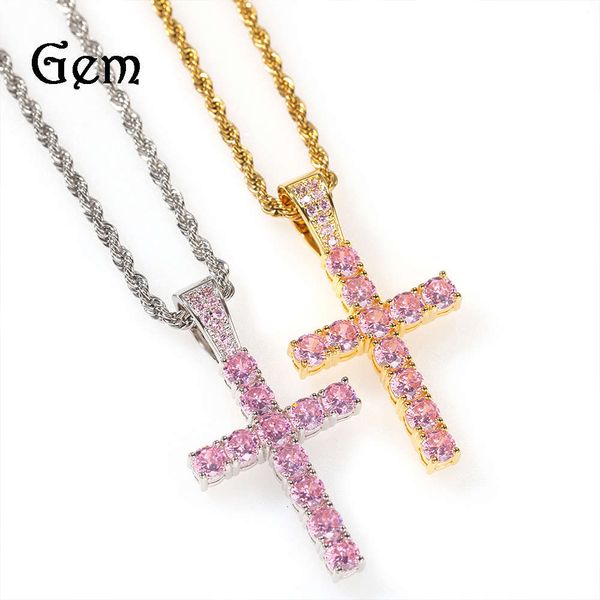 gumeng jewelry hip hop simple cross pendant necklace copper inlaid pink zircon men's and women's sweater chain, Silver
gumeng jewelry hip hop simple cross pendant necklace copper inlaid pink zircon men's and women's sweater chain, Silver