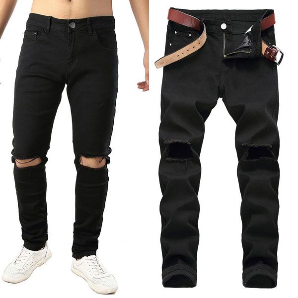 men's jeans knee hole straight leg casual quality motorcycle denim trousers torn pants arrivals fashion men', Blue
men's jeans knee hole straight leg casual quality motorcycle denim trousers torn pants arrivals fashion men', Blue