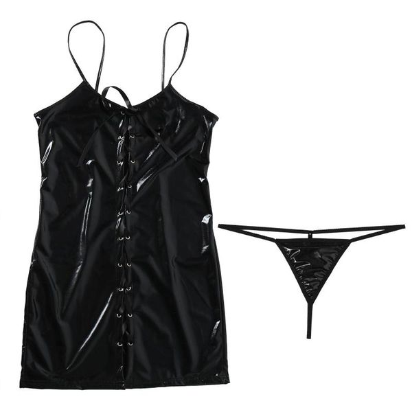2021 patent leather dress women backless dress club party short solid black wet look push up bra latex fashion, Black;gray
2021 patent leather dress women backless dress club party short solid black wet look push up bra latex fashion, Black;gray