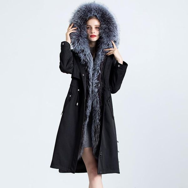 women's fur & faux parka real coat female liner warm winter women collar korean long jacket chaqueta mujer my, Black
women's fur & faux parka real coat female liner warm winter women collar korean long jacket chaqueta mujer my, Black