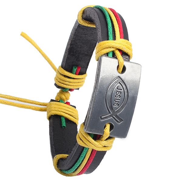 colorful string fish bracelets jesus religion leather bracelet charm vintage christian jewelry man women gift, Golden;silver
colorful string fish bracelets jesus religion leather bracelet charm vintage christian jewelry man women gift, Golden;silver