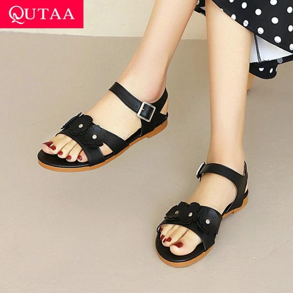 qutaa 2021 open toe all match women flat heels flower pu leather buckle sandals summer casual female shoes big size 34-43, Black
qutaa 2021 open toe all match women flat heels flower pu leather buckle sandals summer casual female shoes big size 34-43, Black