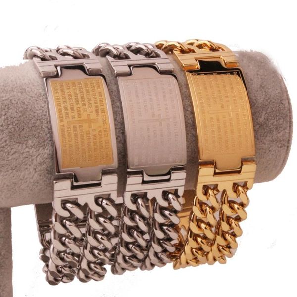 other bracelets 23mm punk jesus cross stainless steel men jewelry male charm bangle double hand chain man wristband, Golden;silver
other bracelets 23mm punk jesus cross stainless steel men jewelry male charm bangle double hand chain man wristband, Golden;silver