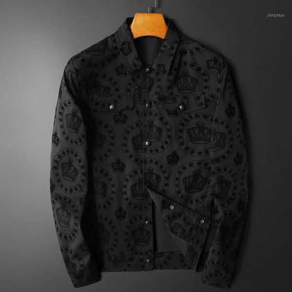 men's jackets 2021 autumn winter male luxury crown printed casual mens coats slim fit single breasted man plus size 5xl, Black;brown
men's jackets 2021 autumn winter male luxury crown printed casual mens coats slim fit single breasted man plus size 5xl, Black;brown