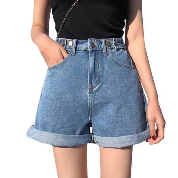 women's denim shorts classic vintage high waist blue wide leg female caual summer ladies shorts jeans for women 210301, White;black
women's denim shorts classic vintage high waist blue wide leg female caual summer ladies shorts jeans for women 210301, White;black