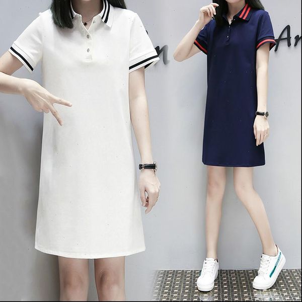 2021 women polo t shirt dress striped short sleeve summer elegant dresses female casual preppy style long loose, Black;gray
2021 women polo t shirt dress striped short sleeve summer elegant dresses female casual preppy style long loose, Black;gray