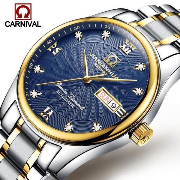 wristwatches carnival fashion business watch blue dial diamond waterproof stainless steel band automatic mechanical men's watches, Slivery;brown
wristwatches carnival fashion business watch blue dial diamond waterproof stainless steel band automatic mechanical men's watches, Slivery;brown