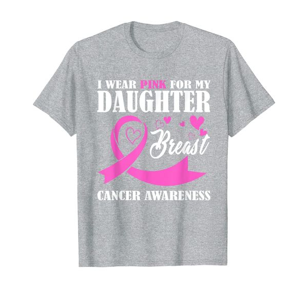 i wear pink for my daughter breast cancer ribbon awareness t-shirt, White;black 
i wear pink for my daughter breast cancer ribbon awareness t-shirt, White;black