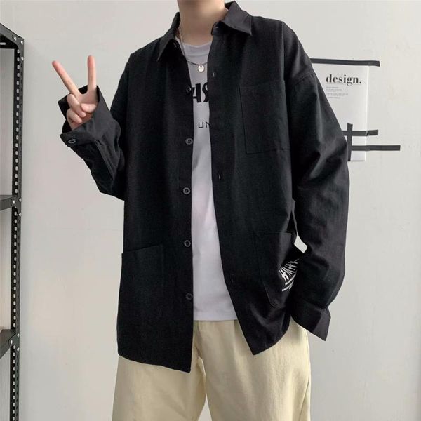 men's casual shirts abfer mens korean fashions long sleeve 2021 harajuku cotton male button up shirt vintage, White;black
men's casual shirts abfer mens korean fashions long sleeve 2021 harajuku cotton male button up shirt vintage, White;black