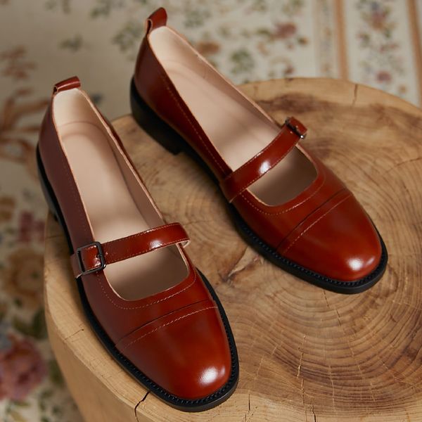 Womens genuine leather metal buckle slip-on mary jane flats single shoes round toe casual student style daily soft shoes women, Black
Womens genuine leather metal buckle slip-on mary jane flats single shoes round toe casual student style daily soft shoes women, Black