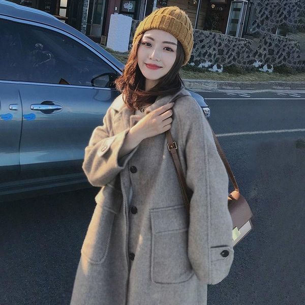 women's wool & blends women autumn winter fashion wide lapel single-breasted warm coat outwear female solid color long l981, Black
women's wool & blends women autumn winter fashion wide lapel single-breasted warm coat outwear female solid color long l981, Black