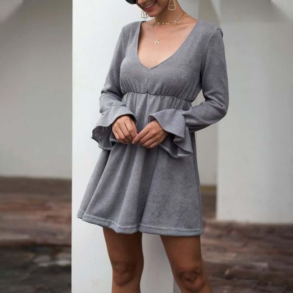 casual dresses normov deep v-neck knitted dress women autumn winter mini long sleeve high waist a-line, Black;gray
casual dresses normov deep v-neck knitted dress women autumn winter mini long sleeve high waist a-line, Black;gray