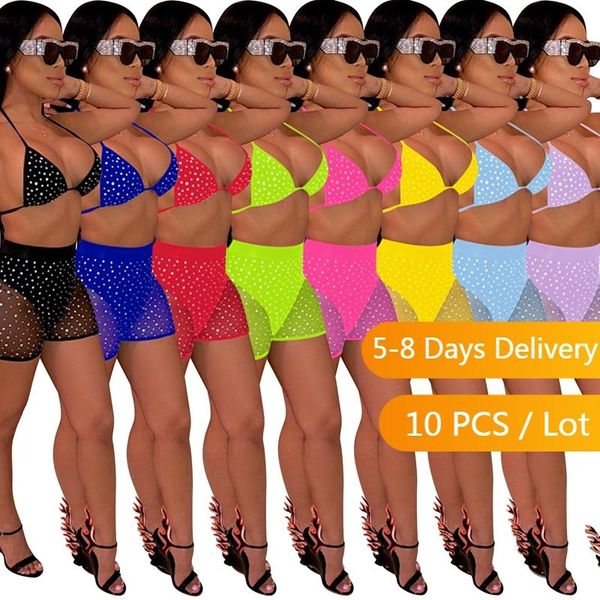 women's swimwear bulk items wholeasale lots sequin 2 piece bikini set women summer halter shorts sheer mesh beachwear club outfits, White;black
women's swimwear bulk items wholeasale lots sequin 2 piece bikini set women summer halter shorts sheer mesh beachwear club outfits, White;black