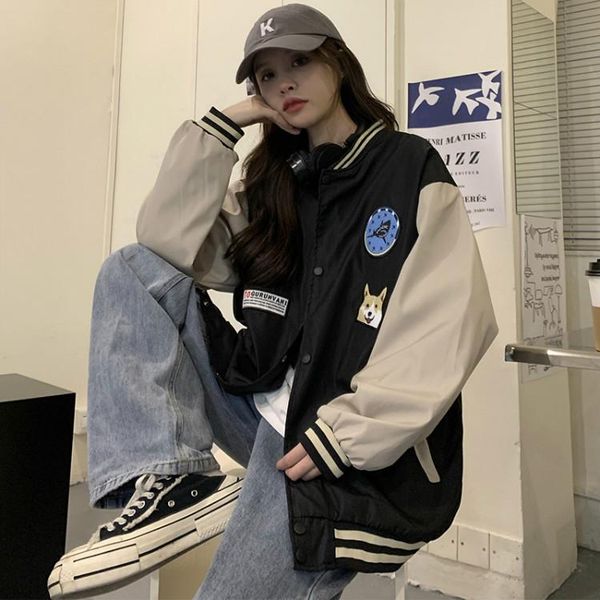 women's jackets 2021 lining jacket female patch ins long-sleeved harajuku style loose autumn baseball uniform top, Black;brown
women's jackets 2021 lining jacket female patch ins long-sleeved harajuku style loose autumn baseball uniform top, Black;brown