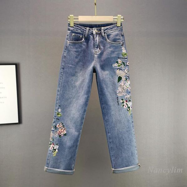 embroidered straight jeans for women 2021 spring new cotton elastic high waist loose wide leg pants female clothes, Blue
embroidered straight jeans for women 2021 spring new cotton elastic high waist loose wide leg pants female clothes, Blue