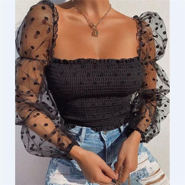 women's blouses & shirts women black shirt polka dot mesh sheer blouse ladies square collar see-through long sleeve, White
women's blouses & shirts women black shirt polka dot mesh sheer blouse ladies square collar see-through long sleeve, White