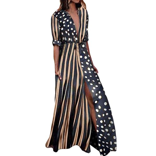 casual dresses bohemian striped print deep v-neck half sleeve split fork temperament charming club long dress party feminino robes, Black;gray
casual dresses bohemian striped print deep v-neck half sleeve split fork temperament charming club long dress party feminino robes, Black;gray