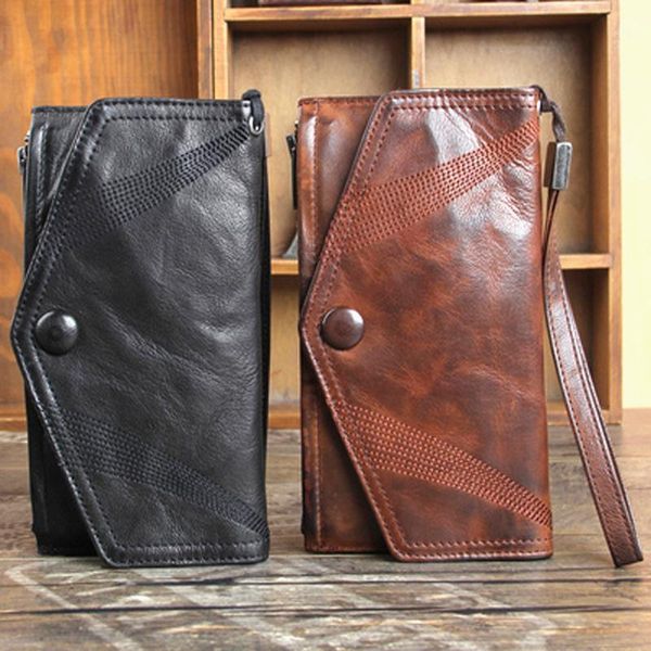 wallets creative handmade cowhide folds leather long snap button hand wallet male vegetable tanned ami khaki retro1, Red;black
wallets creative handmade cowhide folds leather long snap button hand wallet male vegetable tanned ami khaki retro1, Red;black