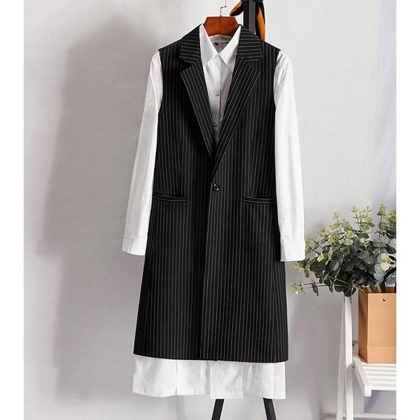 women's vests 2021 women striped vest black medium long spring summer office lady waistcoat blazer sleeveless coat casual outerwear, Black;white
women's vests 2021 women striped vest black medium long spring summer office lady waistcoat blazer sleeveless coat casual outerwear, Black;white