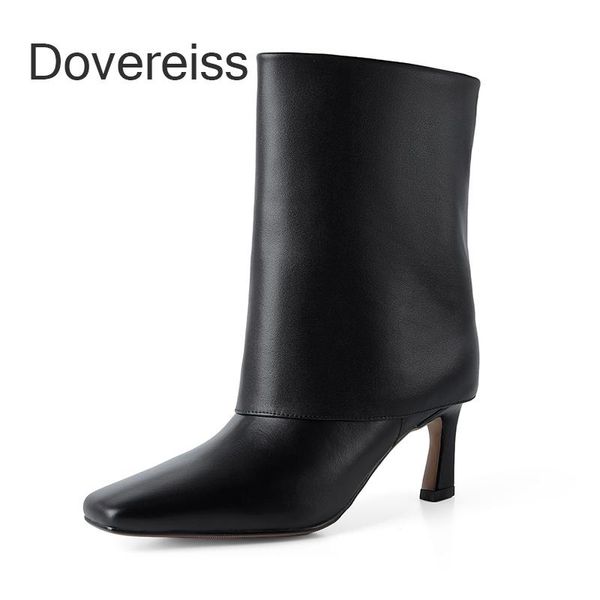 boots dovereiss fashion women's shoes winter square toe elegant stilettos heels genuine leather concise ankle mature 33 40, Black 
boots dovereiss fashion women's shoes winter square toe elegant stilettos heels genuine leather concise ankle mature 33 40, Black