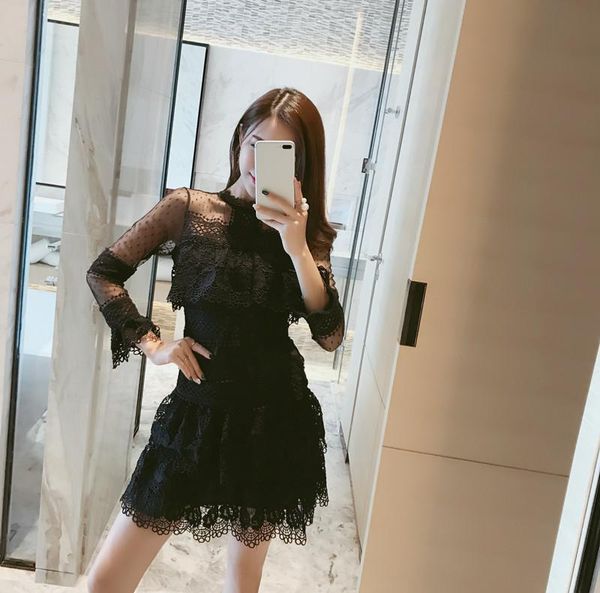casual dresses women lace 2021 autumn winter water soluble stitching perspective yarn black cake dress vestidos, Black;gray
casual dresses women lace 2021 autumn winter water soluble stitching perspective yarn black cake dress vestidos, Black;gray