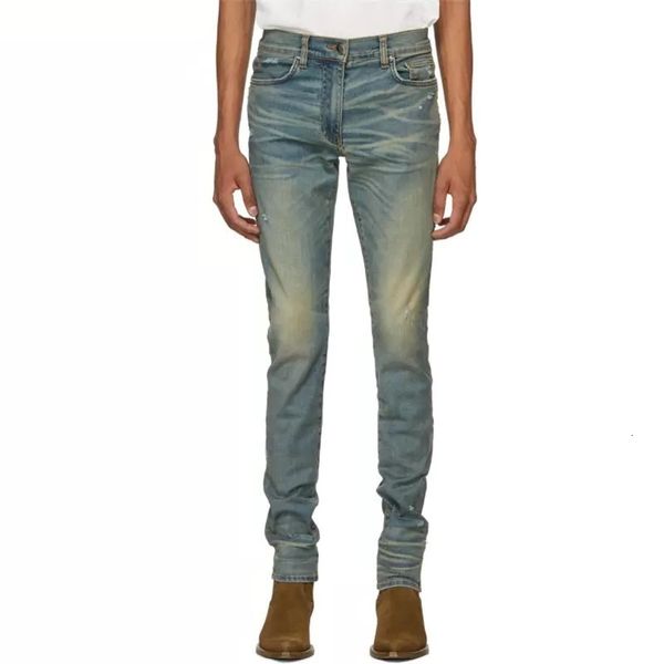 fashion brand fashion 19fw am style yellow mud blue worn hole slim solid color jeans for men and women
fashion brand fashion 19fw am style yellow mud blue worn hole slim solid color jeans for men and women