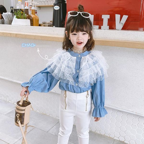 shirts spring autumn girls blouse baby denim shirt kids fashion children soft clothes layered lace dot ruched cuff 2 to 8 yrs, White;black
shirts spring autumn girls blouse baby denim shirt kids fashion children soft clothes layered lace dot ruched cuff 2 to 8 yrs, White;black