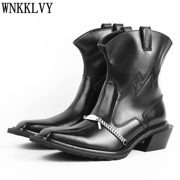boots square toe chunky mid heel combat women real leather metal chain decor ankle botas punk style motorcycle short 2021, Black
boots square toe chunky mid heel combat women real leather metal chain decor ankle botas punk style motorcycle short 2021, Black