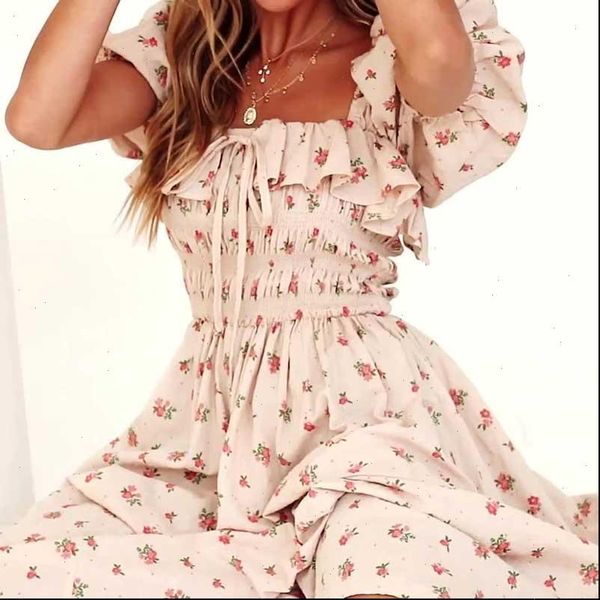french picnic midi women dress floral elastic shirred summer dress 2021 ruffle dress puff sleeve chic, Black;gray
french picnic midi women dress floral elastic shirred summer dress 2021 ruffle dress puff sleeve chic, Black;gray