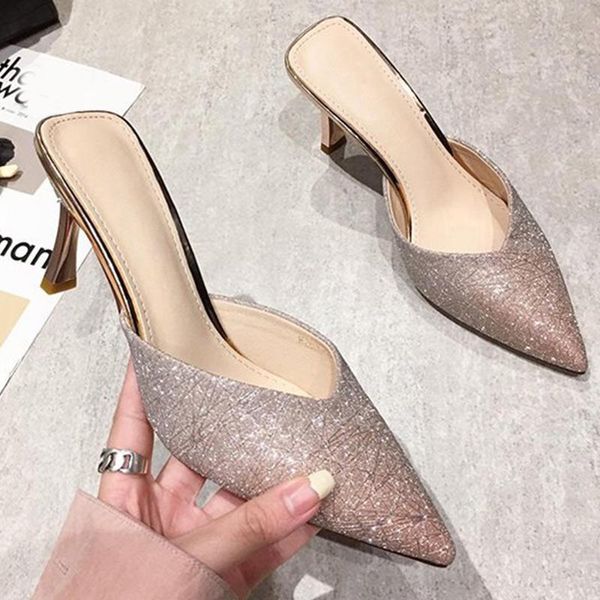 dress shoes 2021fashion women sandals pointed toe solid color summer pump female thin high heel slippers mule ladies party, Black
dress shoes 2021fashion women sandals pointed toe solid color summer pump female thin high heel slippers mule ladies party, Black