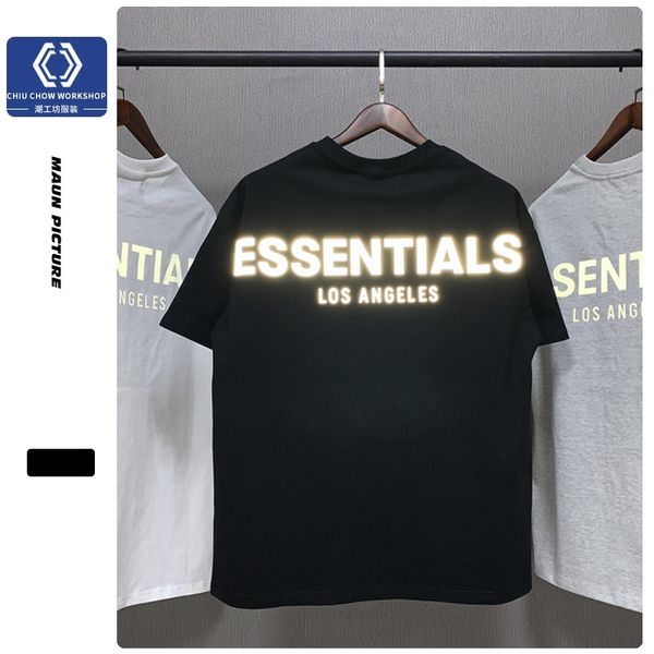 2020s gaojiechao brand double line los angeles reflective letter ess couple round neck short sleeve t-shirt, Black
2020s gaojiechao brand double line los angeles reflective letter ess couple round neck short sleeve t-shirt, Black