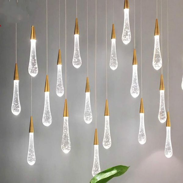 pendant lamps staircase long bubble crystal chandelier water drop lamp modern led strip light stair restaurant bar lighting
pendant lamps staircase long bubble crystal chandelier water drop lamp modern led strip light stair restaurant bar lighting