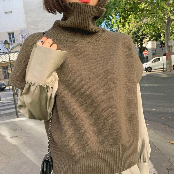 women's sweaters casual loose sweater with no sleeves on it, korean back t-shirt chic gray khaki , turtleneck sweater, warm outwear xow, White;black
women's sweaters casual loose sweater with no sleeves on it, korean back t-shirt chic gray khaki , turtleneck sweater, warm outwear xow, White;black