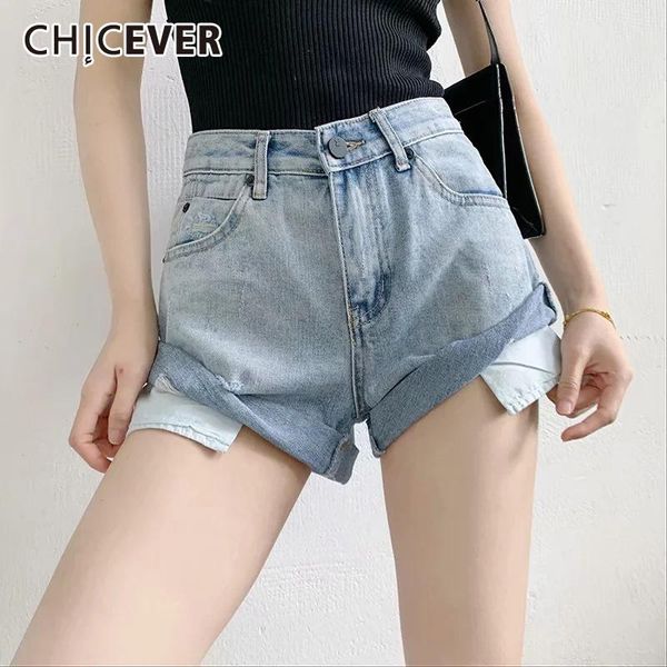 women's shorts chicever casual solid hole denim for women high waist asymmetrical hem straight short females summer clothing 2021, White;black
women's shorts chicever casual solid hole denim for women high waist asymmetrical hem straight short females summer clothing 2021, White;black