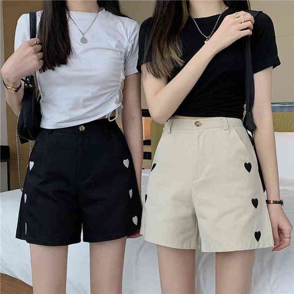 love embroidered shorts womens summer korean loose casual shorts female trendy all-match students chic harajuku women clothing, White;black
love embroidered shorts womens summer korean loose casual shorts female trendy all-match students chic harajuku women clothing, White;black