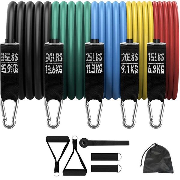exercise resistance bands set with handles, door anchor, ankle straps, carrying bag for home workouts fitness training
exercise resistance bands set with handles, door anchor, ankle straps, carrying bag for home workouts fitness training