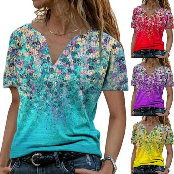 women's t-shirt womens summer floral v-neck casual button tunic tee shirt plus size, White
women's t-shirt womens summer floral v-neck casual button tunic tee shirt plus size, White
